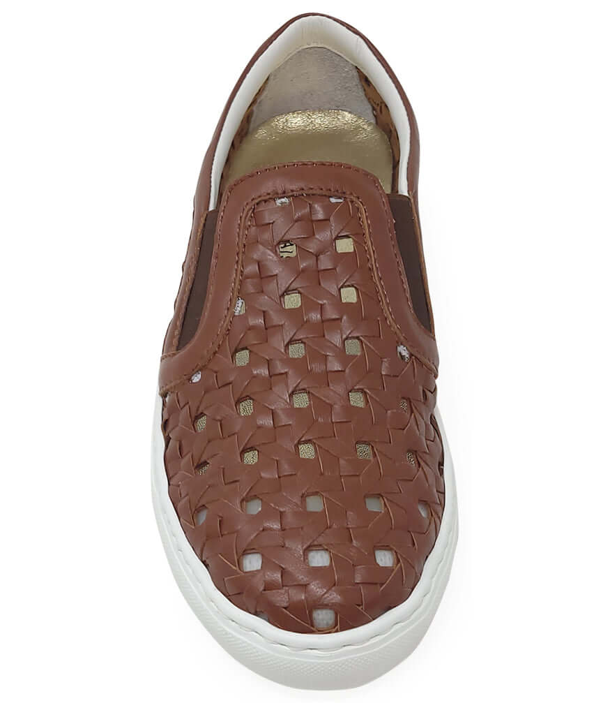 Leather Woven Sneaker, Alternate, color, Tan