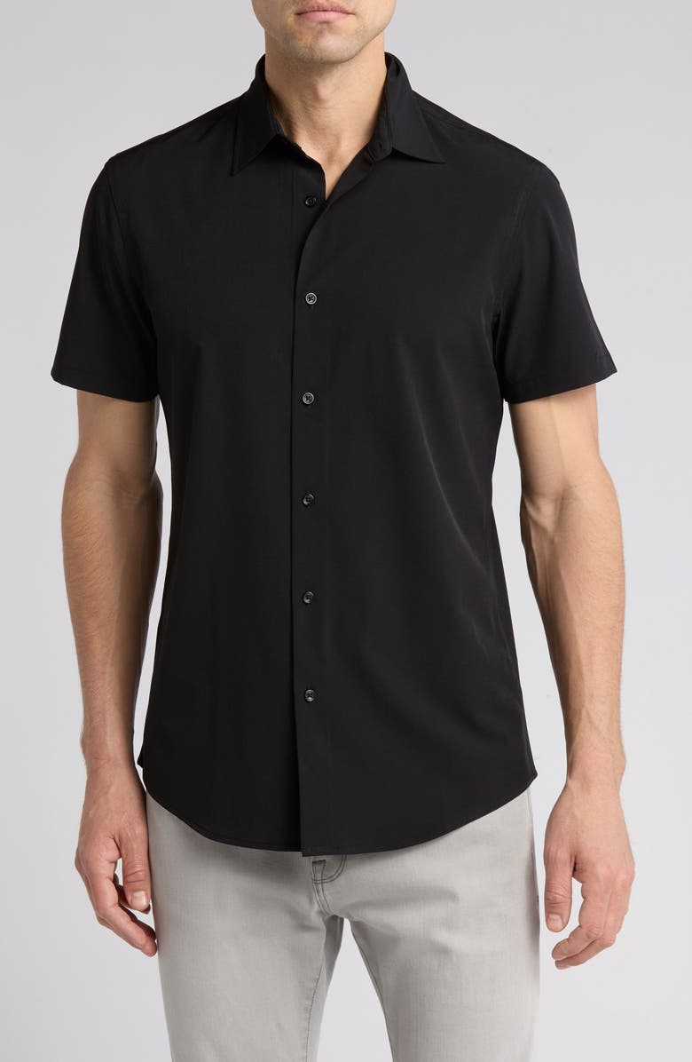 14th & Union Short Sleeve Button-Up Shirt, Main, color, Black