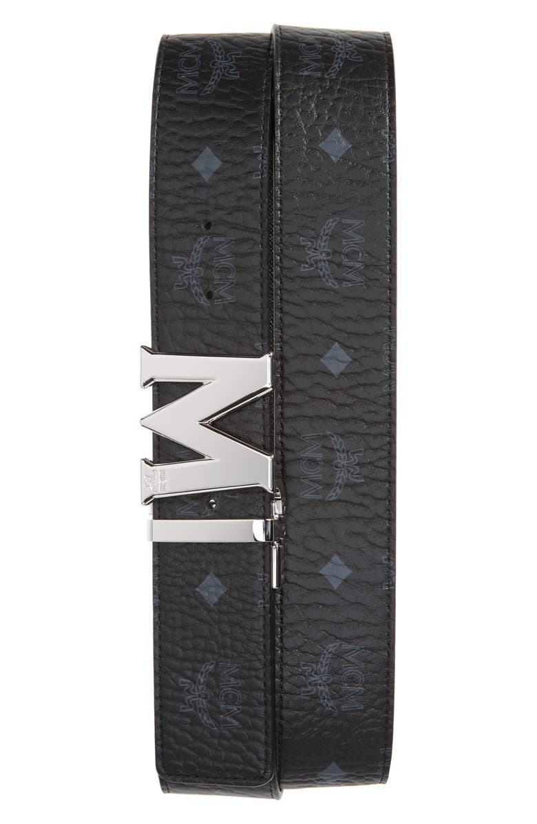 MCM Reversible Signature Leather Belt, Main, color, 