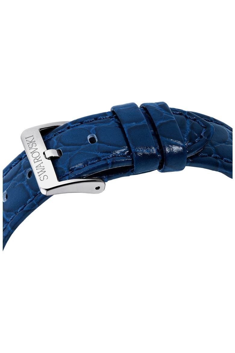 Octea Moon Leather Strap Watch, 37mm, Alternate, color, BLUE