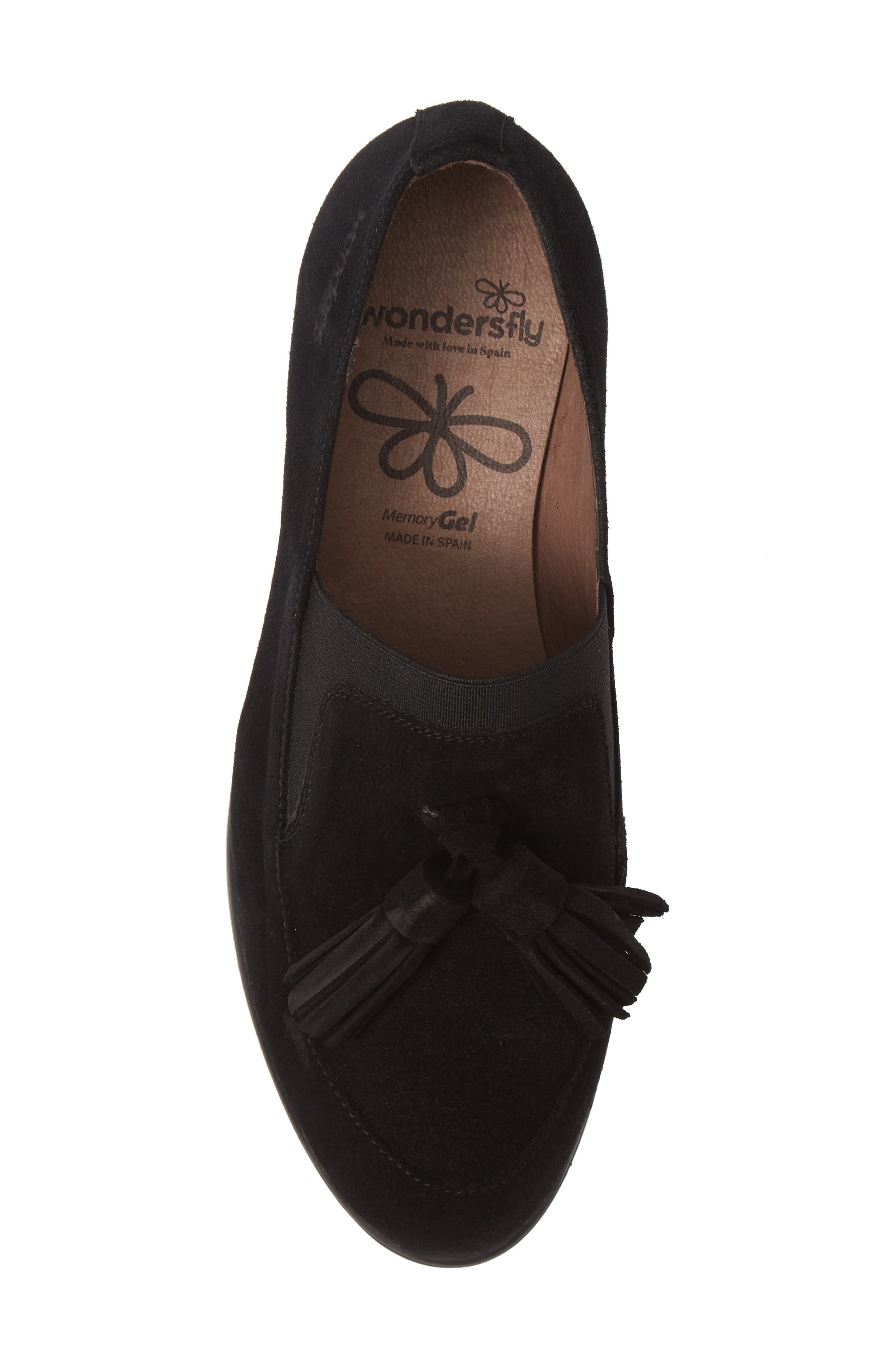 Wonders Talla Loafer Wedge, Alternate, color, Black Water-Resistant Suede