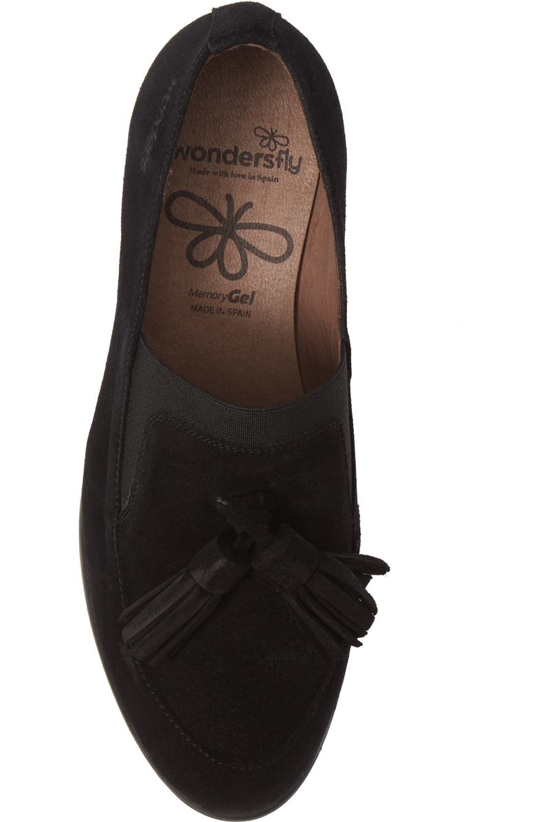 Wonders Talla Loafer Wedge, Alternate, color, Black Water-Resistant Suede