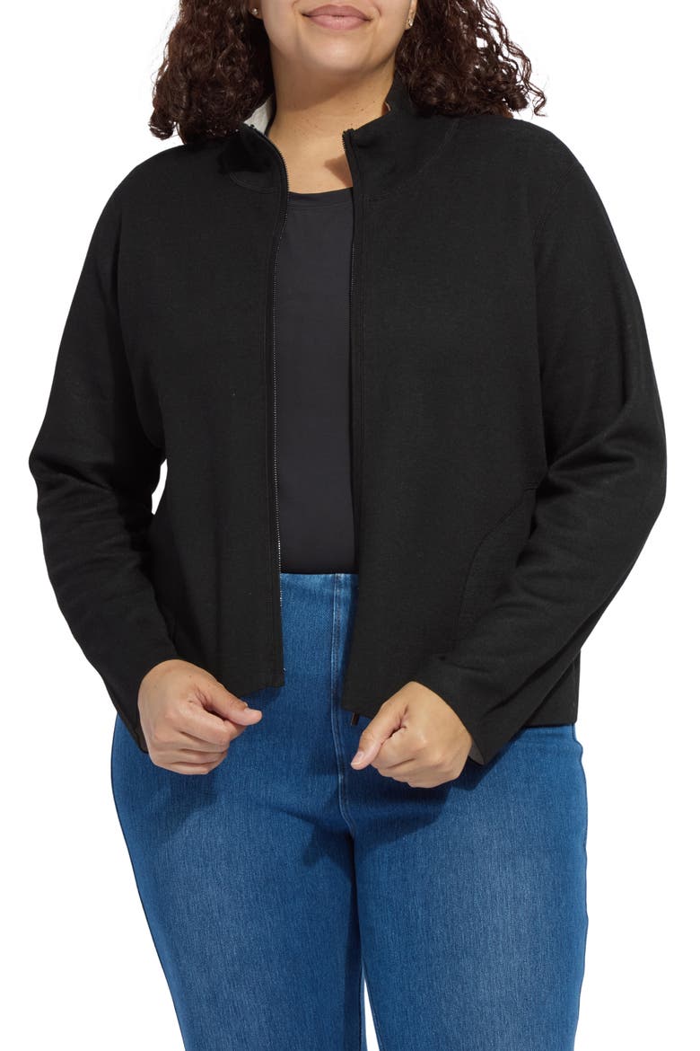 Reversible Zip Up Cardigan, Main, color, BLACK