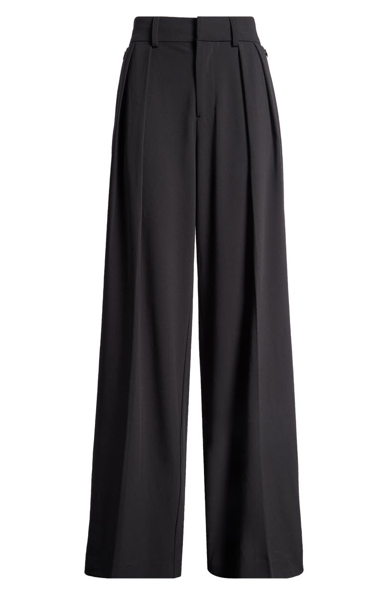 Good American Good '90s Suiting Pleated Wide Leg Pants, Alternate, color, Black001