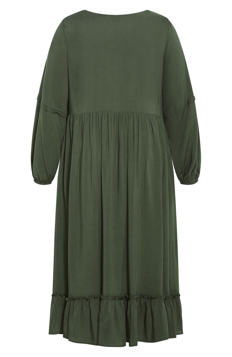 City Chic Alena Long Sleeve Midi Dress, Alternate, color, Khaki