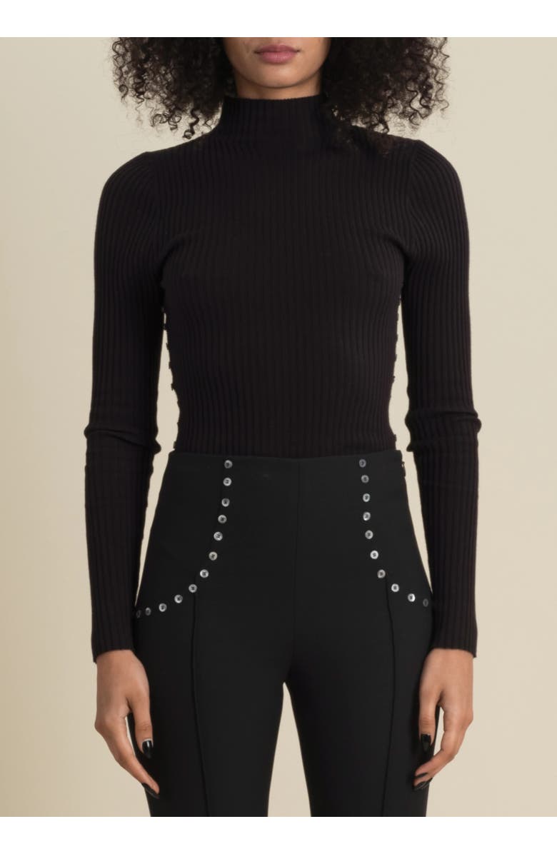 Contessa Mills Benjamin Soft Silk-Blend Mock-Neck Sweater, Main, color, Black