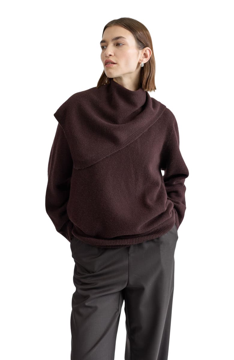 Almina Concept Wool V Neck Sweater, Alternate, color, Dark Brown