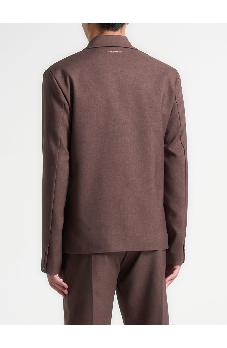 Manière De Voir Didier Double Breasted Twill Suit Jacket, Alternate, color, Brown