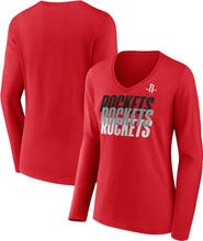 FANATICS Women's Fanatics Red Houston Rockets Iconic Tumble Long Sleeve V-Neck T-Shirt