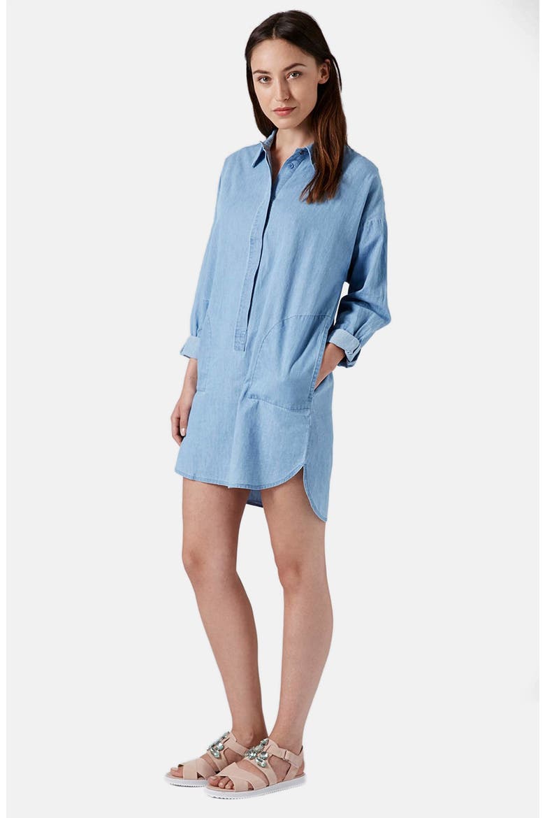 Chambray Shirtdress, Alternate, color, LIGHT DENIM