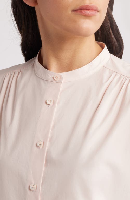 Shop Frame The Gathered Short Sleeve Button-up Shirt In Light Pink