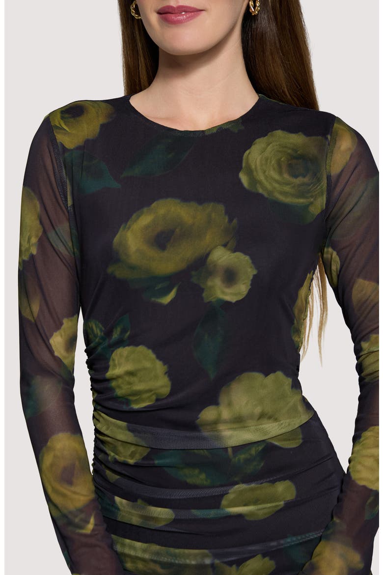 Nocturnal Blooms Floral Mesh Midi Dress, Alternate, color, BLACK FLORAL
