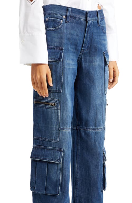 Alice And Olivia Cay Baggy Denim Cargo Pants In Love Train