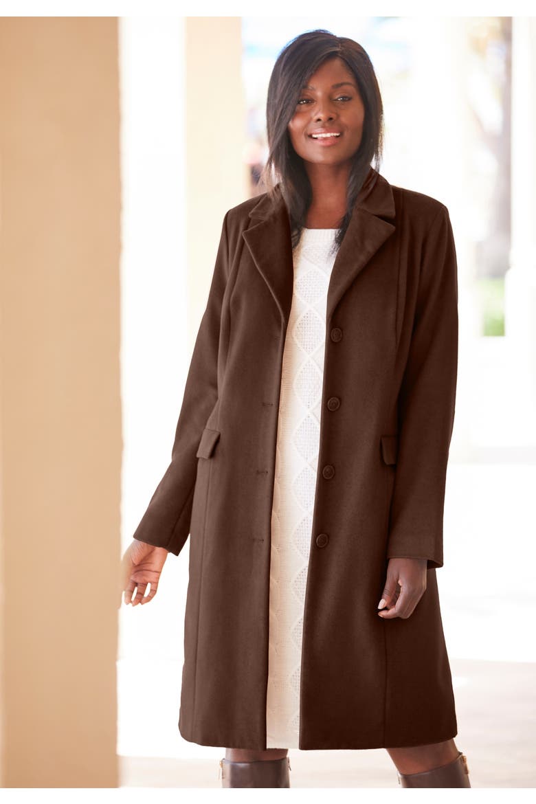 Notch Collar Wool Coat, Alternate, color, BLACK