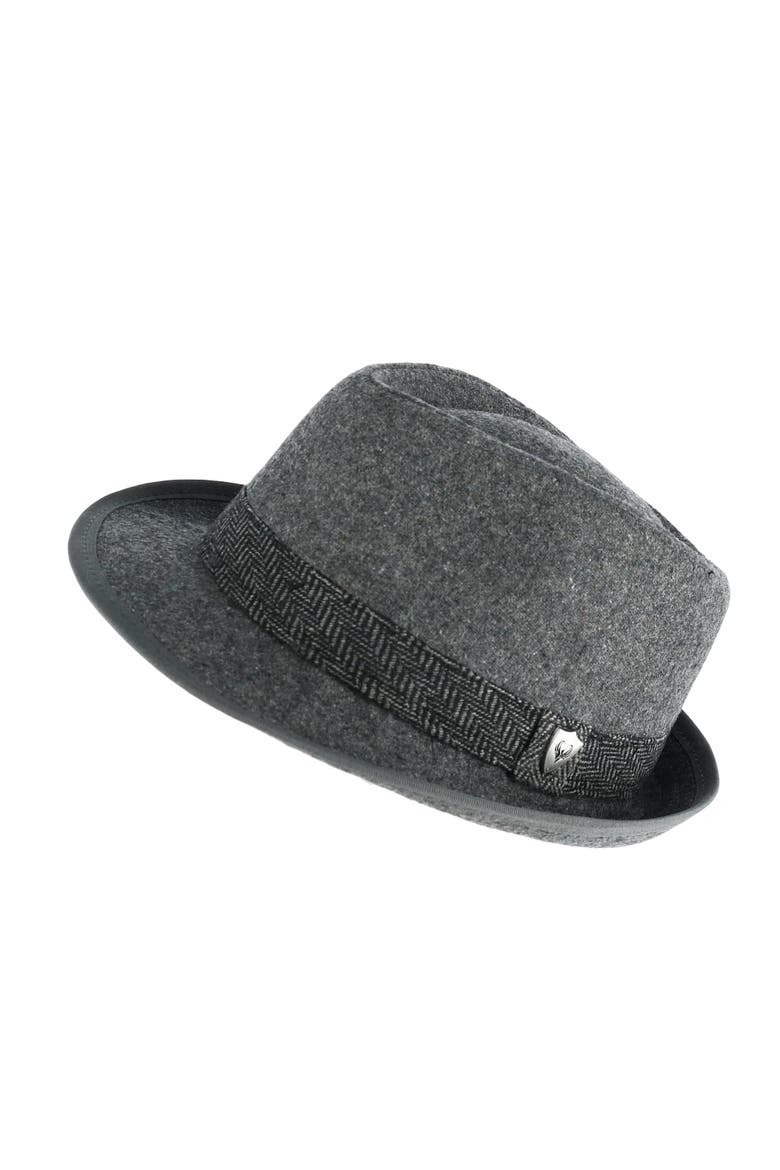 Men's Wool Blend All Season Fedora Hat with Herringbone Band, Alternate, color, Grey