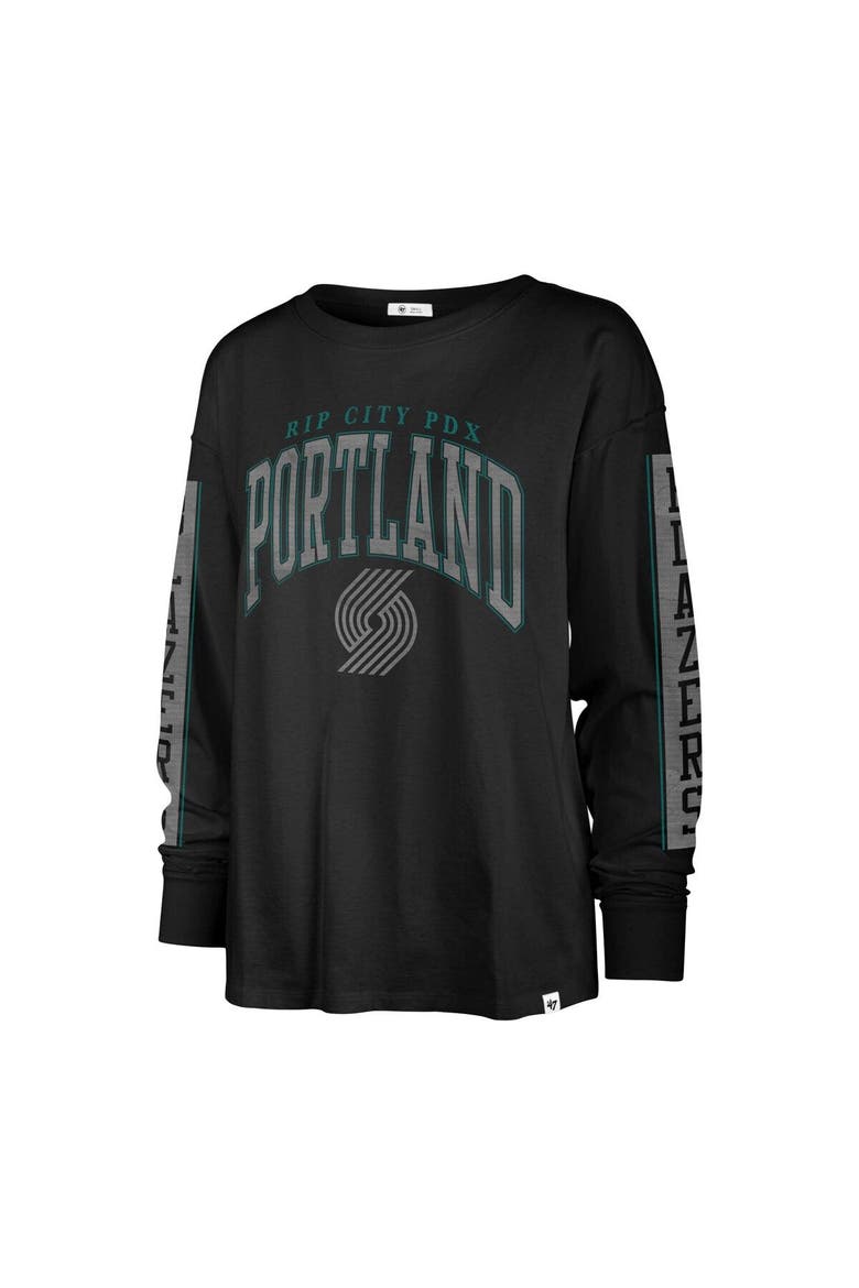 Women's '47 Black Portland Trail Blazers City Edition SOA Long Sleeve T-Shirt, Alternate, color, Black