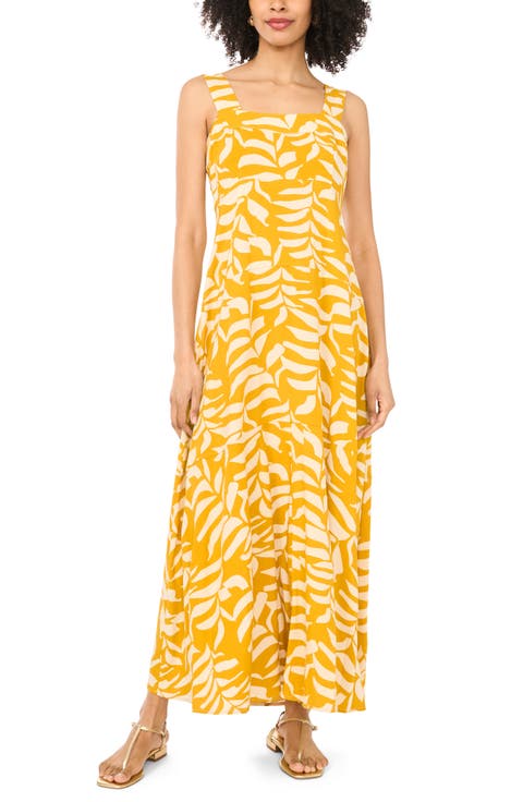 Leaf Print Maxi Sundress