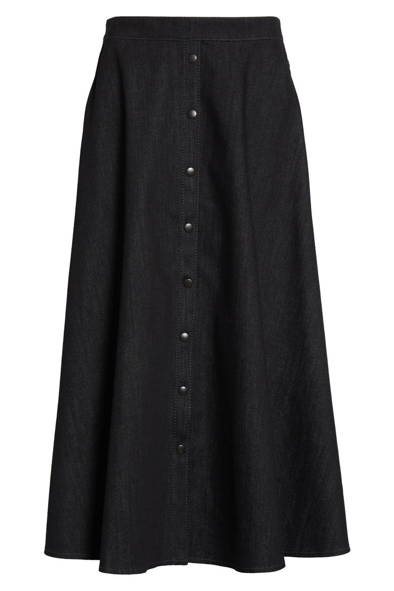 Stretch Denim A-Line Skirt, Alternate, color, BLACK DENIM