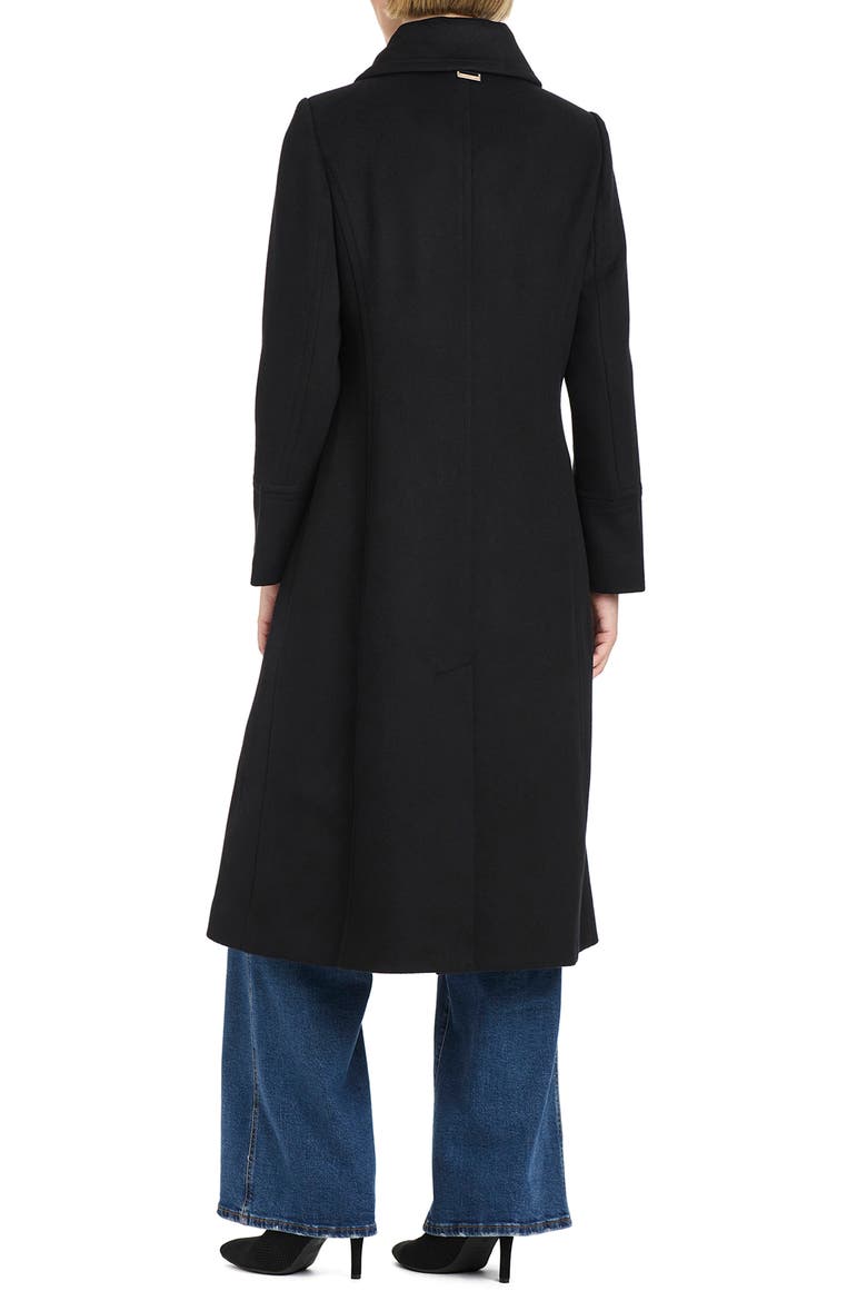 Faux Fur Trim Maxi Coat, Alternate, color, BLACK