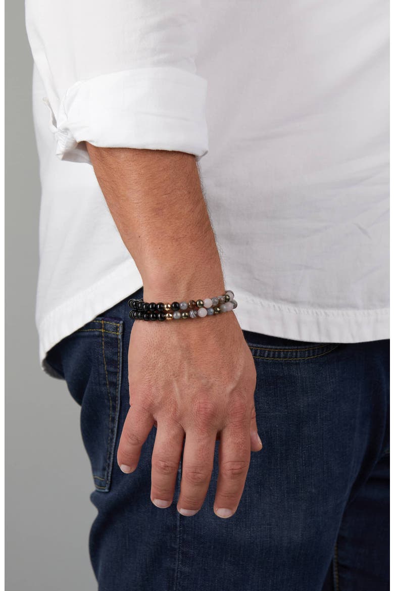 Men's N5 Goodbye Trauma Set of 2 Healer's Bracelets, Alternate, color, BLACK
