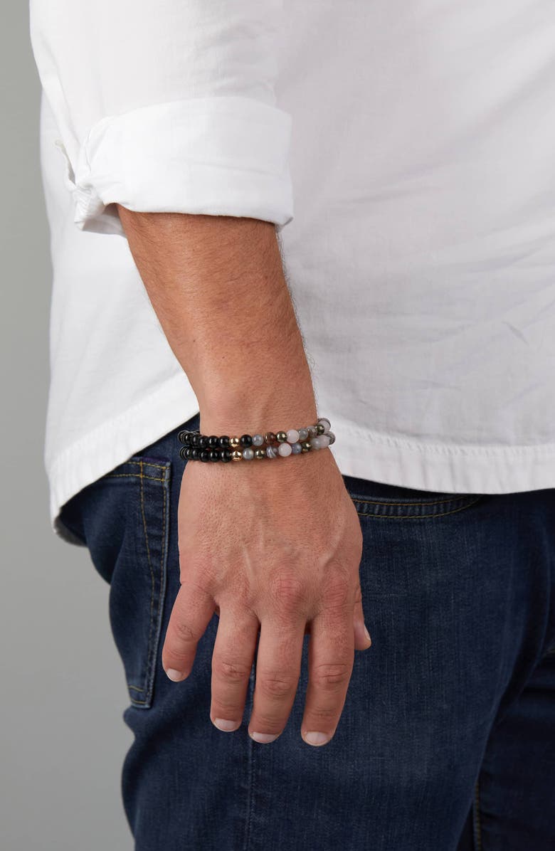 The Healer’s Collection Men's N5 Goodbye Trauma Set of 2 Healer's Bracelets, Alternate, color, Black