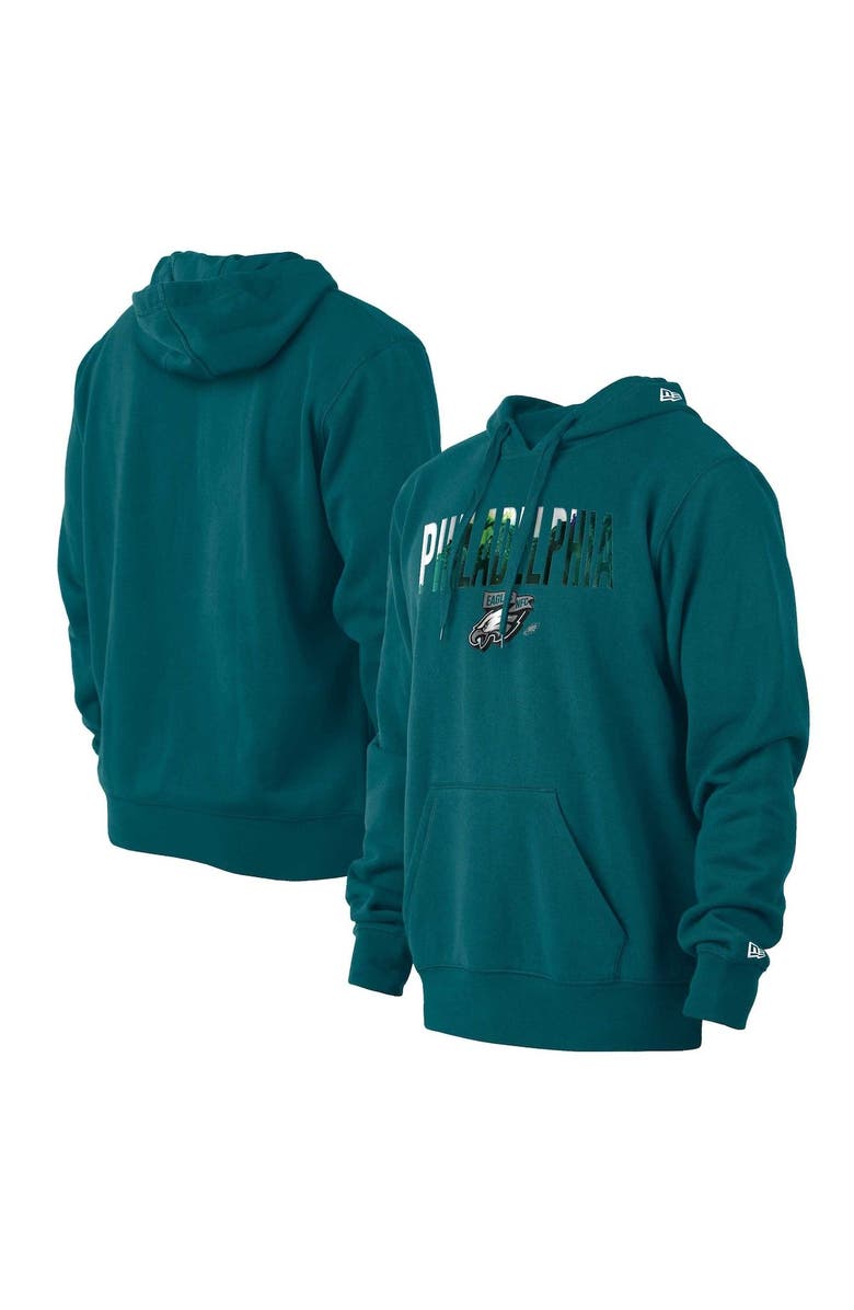New Era Men's New Era Midnight Green Philadelphia Eagles Ink Dye Pullover Hoodie, Main, color, 