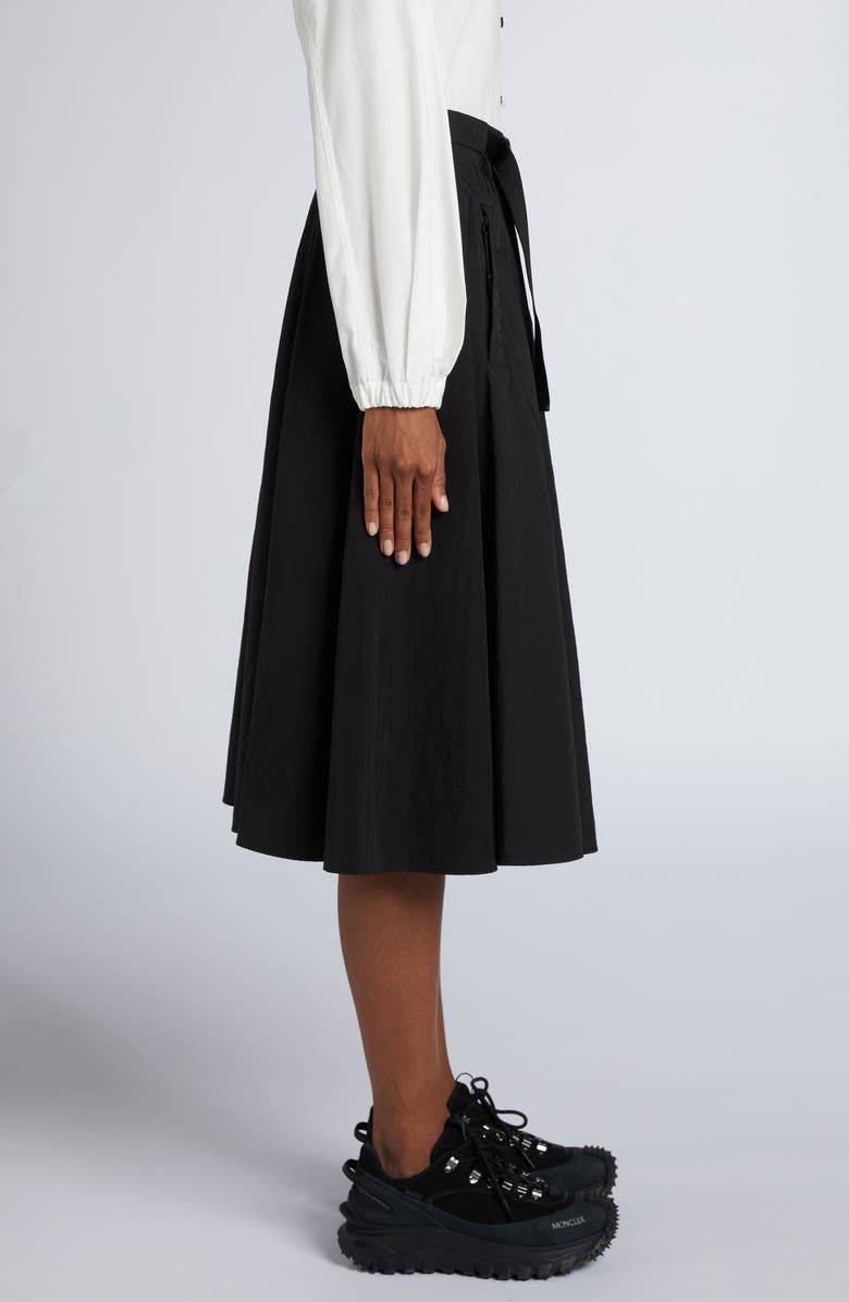 Moncler Belted Circle Skirt, Alternate, color, Black