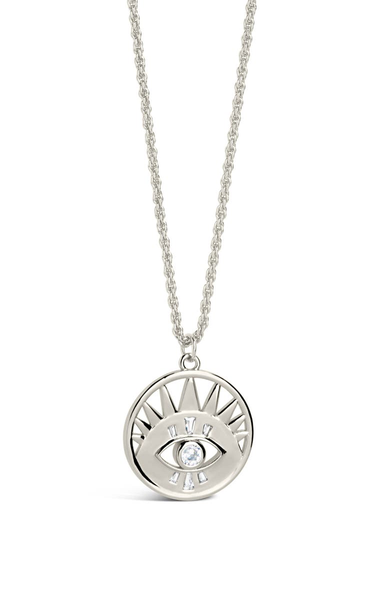 Sterling Forever Mahana Cubic Zirconia Evil Eye Pendant Necklace, Alternate, color,