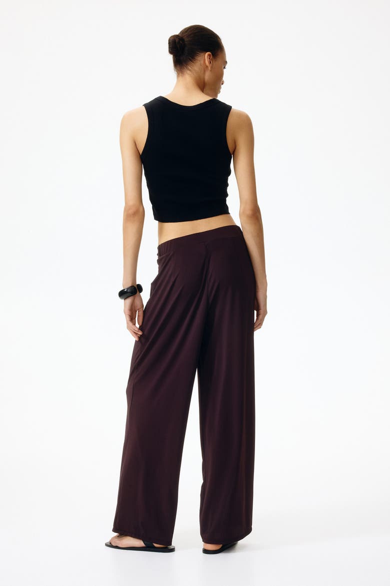 Twist-detail Jersey Pants, Alternate, color, Dark brown