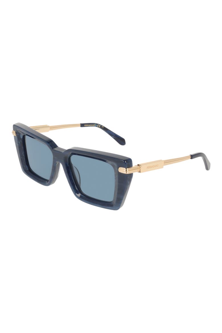 52mm Rectangular Sunglasses, Alternate, color, BLUE HORN