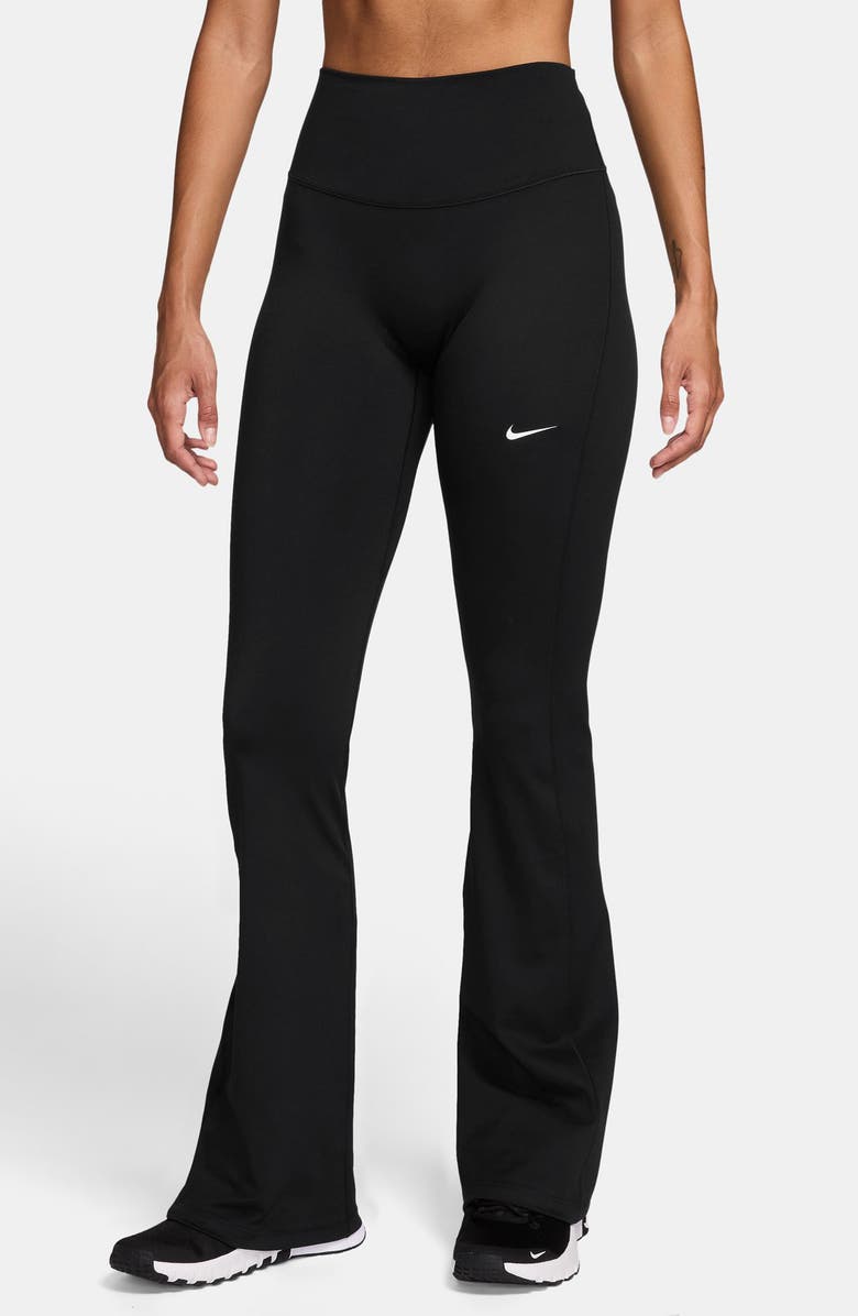 Nike One Dri-FIT High Waist Flared Leggings, Main, color, Black/ White