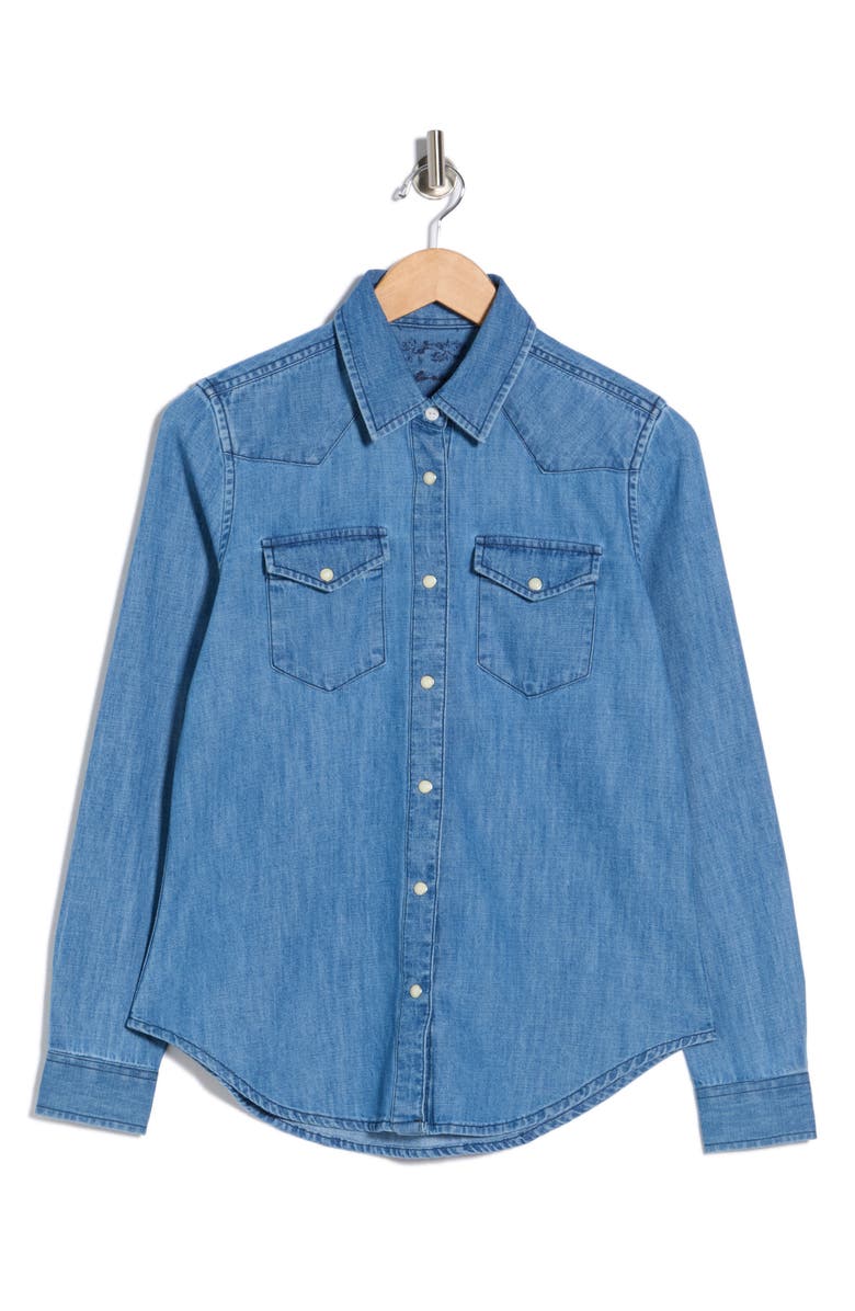 Tailor Vintage Denim Western Shirt, Alternate, color, Light Wash