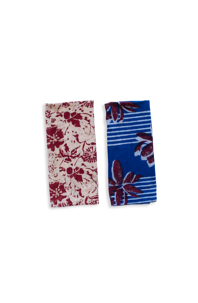 Ichcha Organic Block Print Tea Towel Set - Bloom & Lotus, Alternate, color, Bloom & Lotus