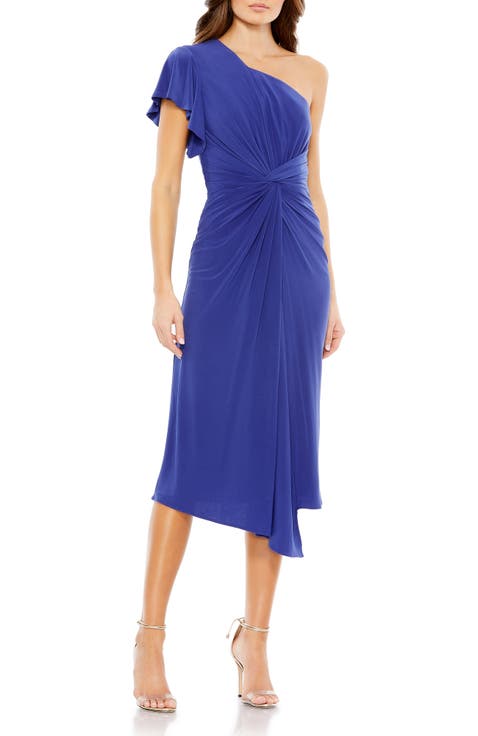 Women's One Shoulder Midi Length Jersey Dress