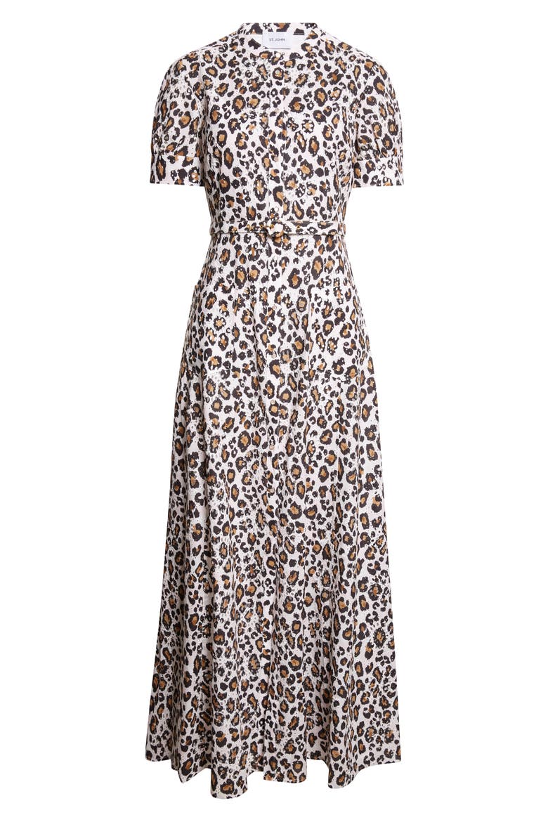 Leopard Print Cotton Eyelet Belted Shirtdress, Alternate, color, LEOPARD PRINT