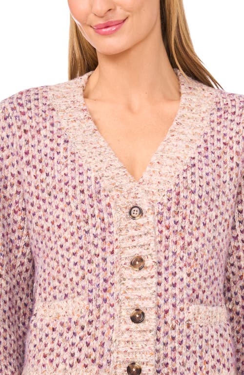 Cece Tuck Stitch Grandpa Button-up Cardigan In Pink