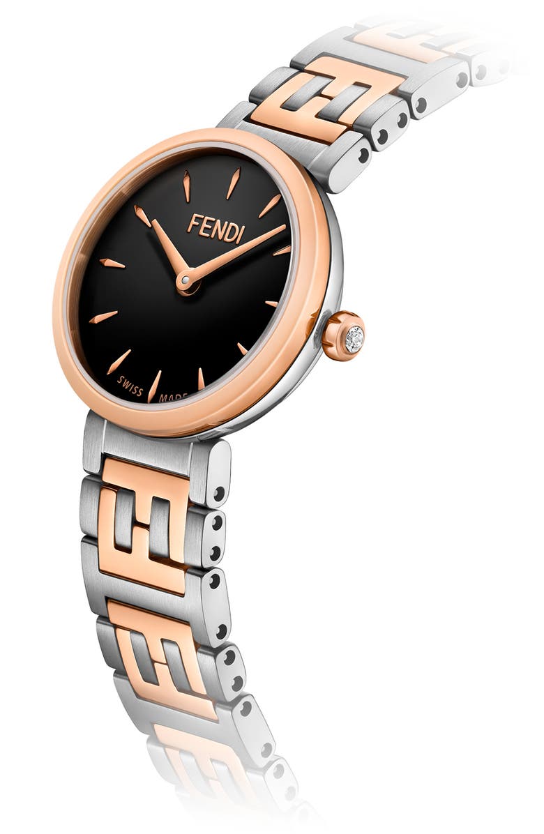 Fendi Forever Fendi Diamond Two-Tone Swiss Quartz Bracelet Watch, 19mm, Alternate, color, Two Tone