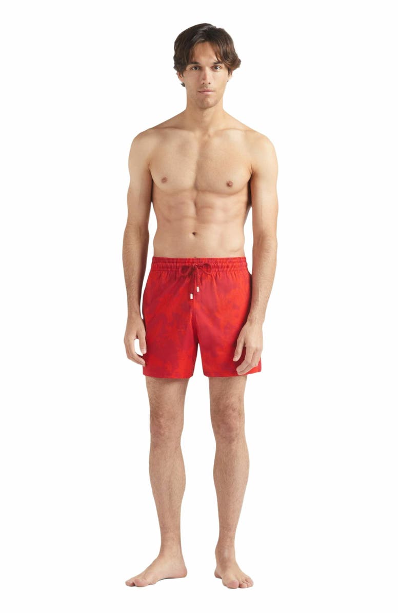 Vilebrequin Men's Flower Power Stretch Short Swim Shorts, Main, color, Lipstick