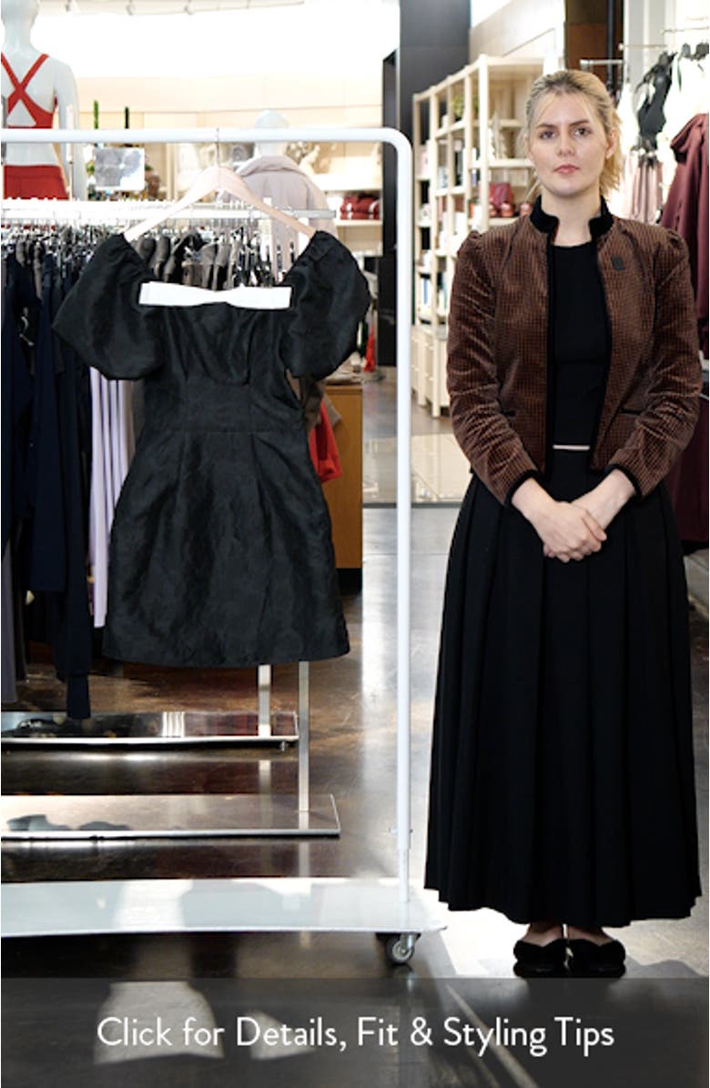 Puff Sleeve Jacquard Cocktail Minidress, sales video thumbnail