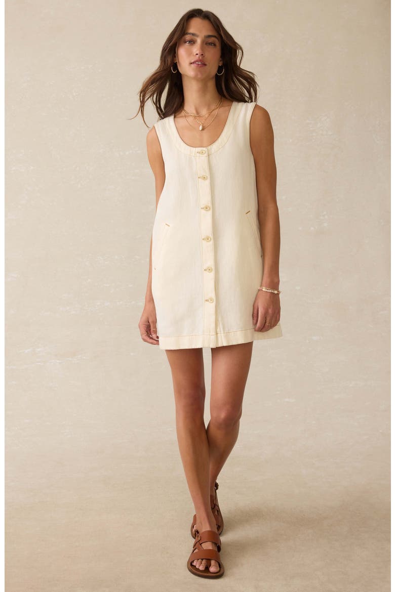 Malibu Organic Cotton & Linen Button-Up Minidress, Alternate, color, WHITE CLIFF WASH