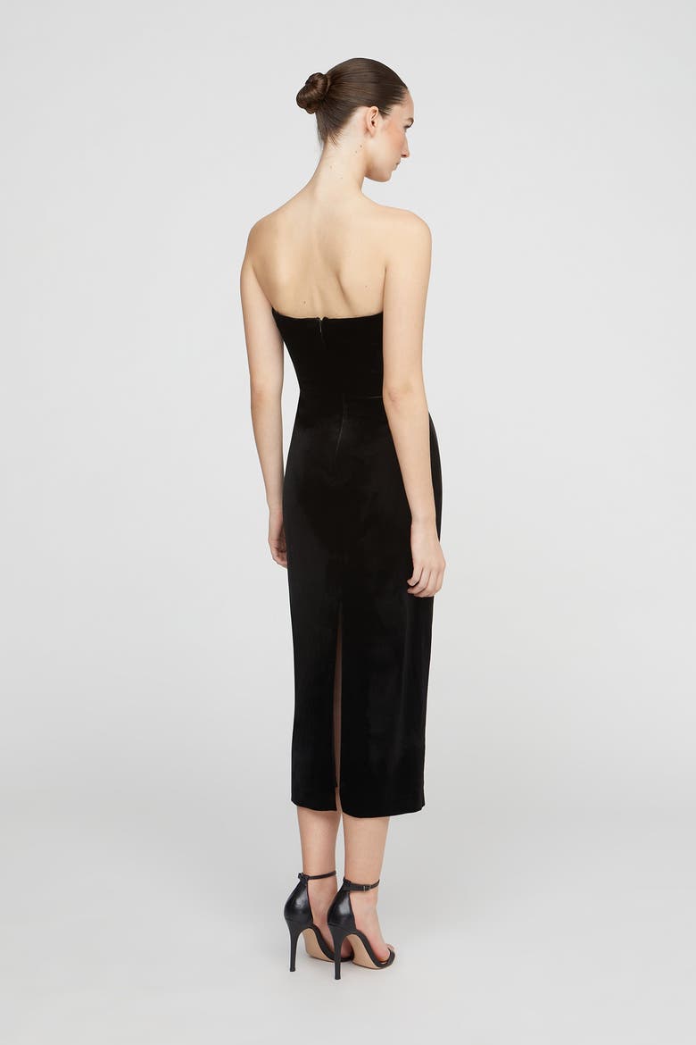 Imara Velvet Midi Dress, Alternate, color, Black