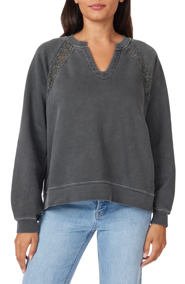 C & C California Sweetie Lace Trim Fleece Sweatshirt, Main, color, 