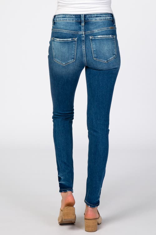 Pinkblush Distressed Side Insert Maternity Jeans In Blue