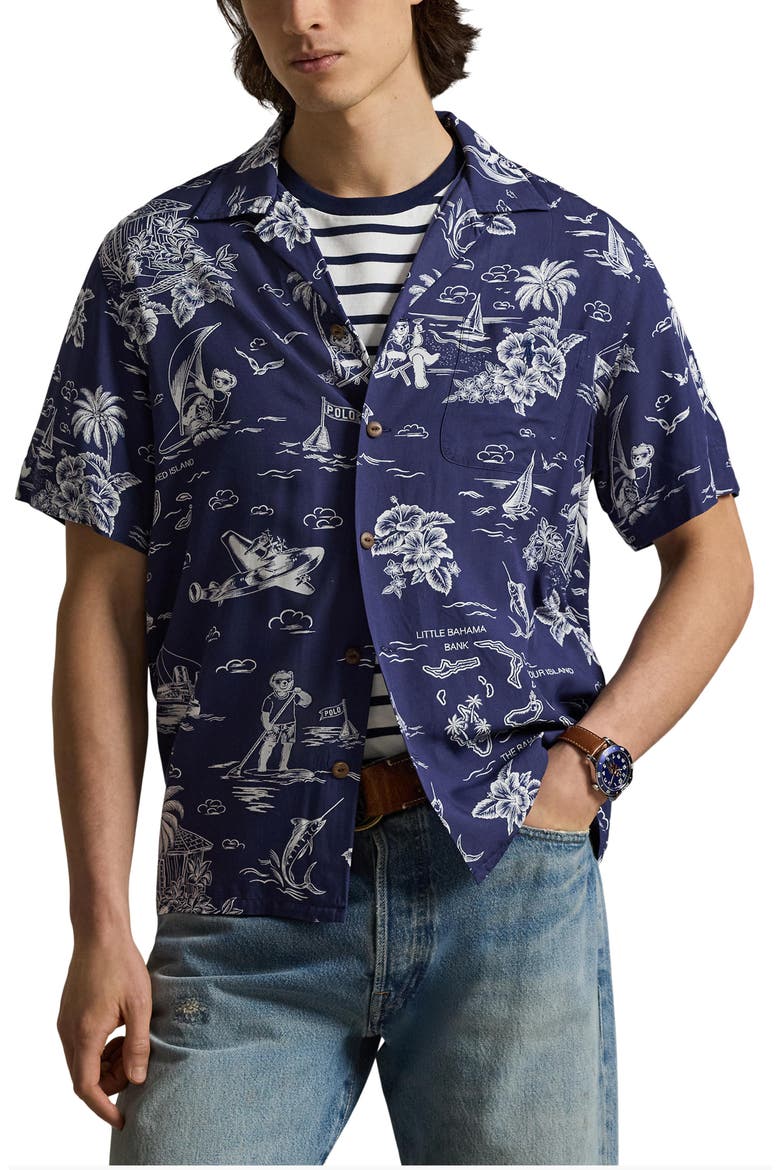 Classic Fit Polo Bear Camp Shirt, Main, color, 7231 HARBOR ISLAND BEAR