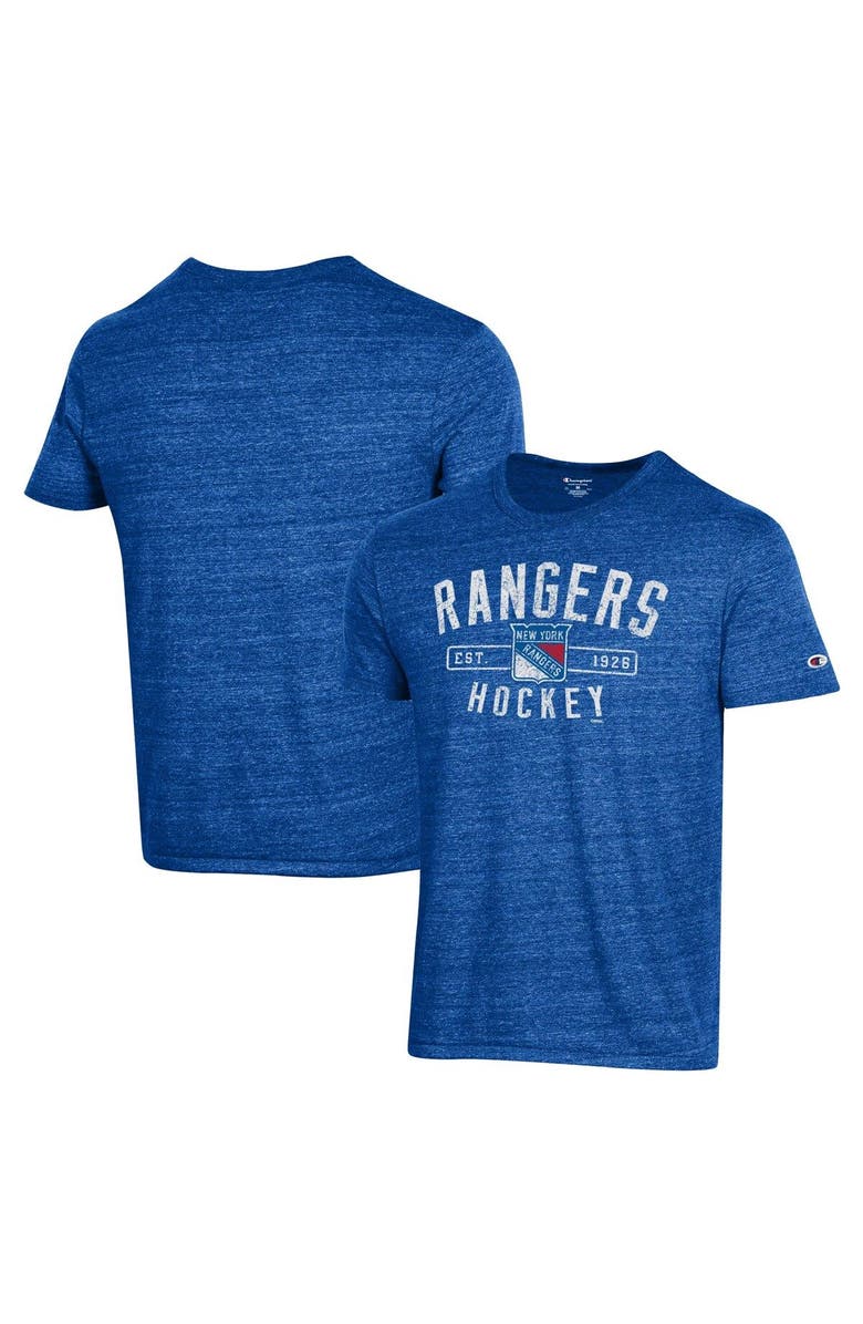 Champion Men's Champion Heather Royal New York Rangers Tri-Blend T-Shirt, Main, color,
