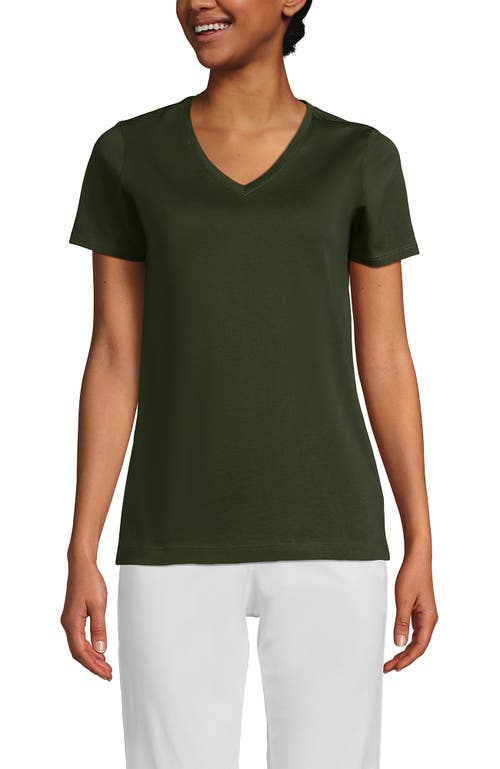 Lands' End Relaxed Supima Cotton V-neck T-shirt In Dark Cilantro Green