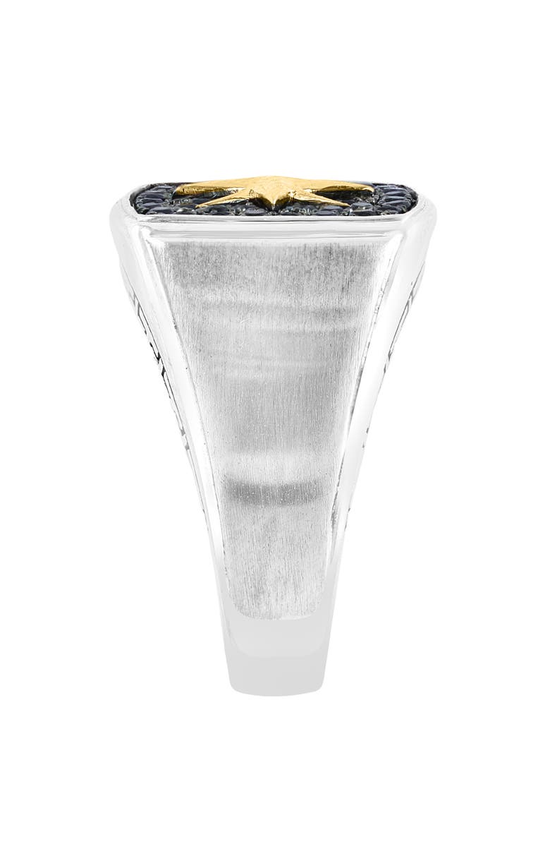 EFFY Sterling Silver & 14K Gold Black Sapphire Starburst Ring, Alternate, color, 