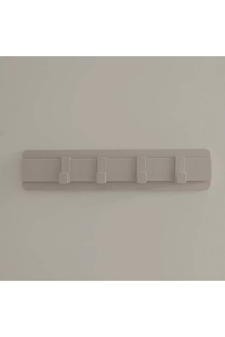 Wall Mounted Self Adhesive Hook Rack with 4 Adjustable Sliding Hooks, Alternate, color, Beige