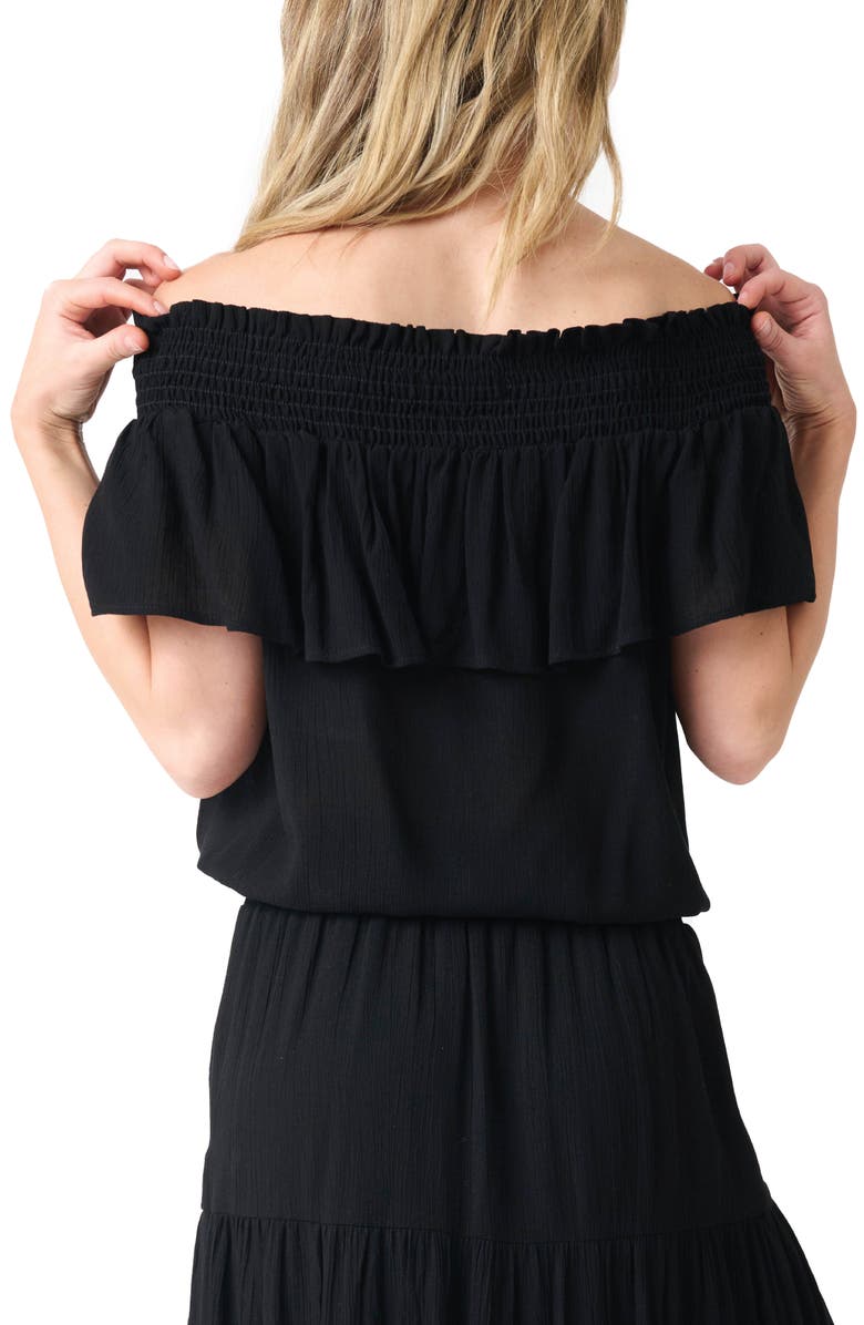 GIBSONLOOK Off the Shoulder Ruffle Top, Alternate, color, Black
