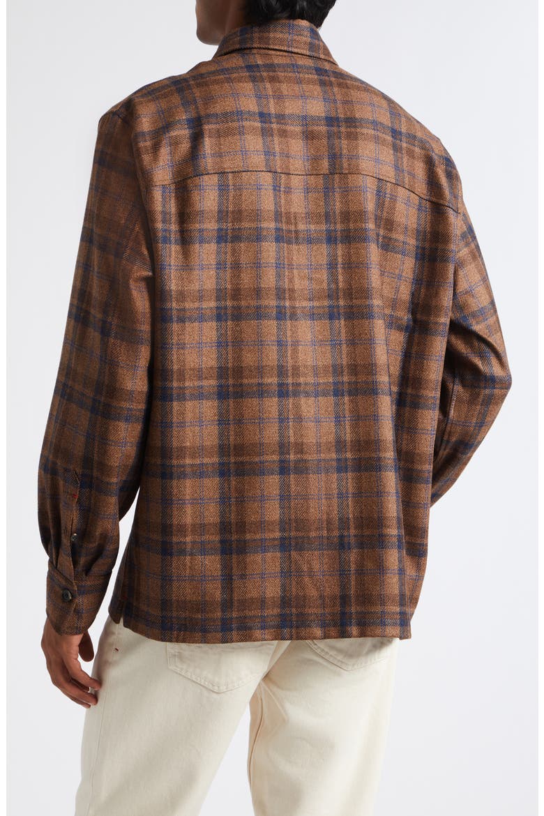 Plaid Wool & Silk Tweed Overshirt, Alternate, color, MEDIUM BRO 420